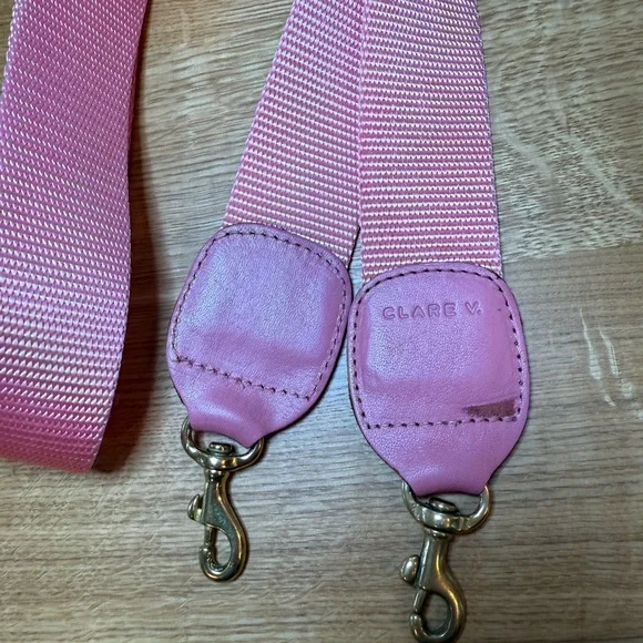 Clare V pastel Snakeskin Marisol crossbody Bag with pink strap - Picture 9 of 11